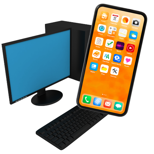 パソコンとスマートフォンを活用した事務作業サポートのイメージ