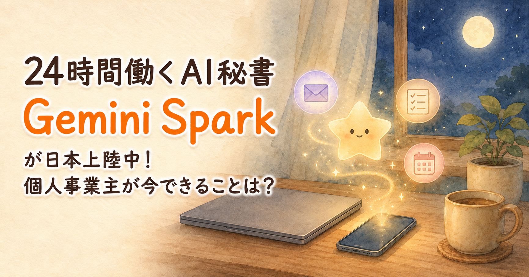 あなたが現在見ているのは 24時間働くAI秘書「Gemini Spark」が日本上陸中！個人事業主が今できることは？