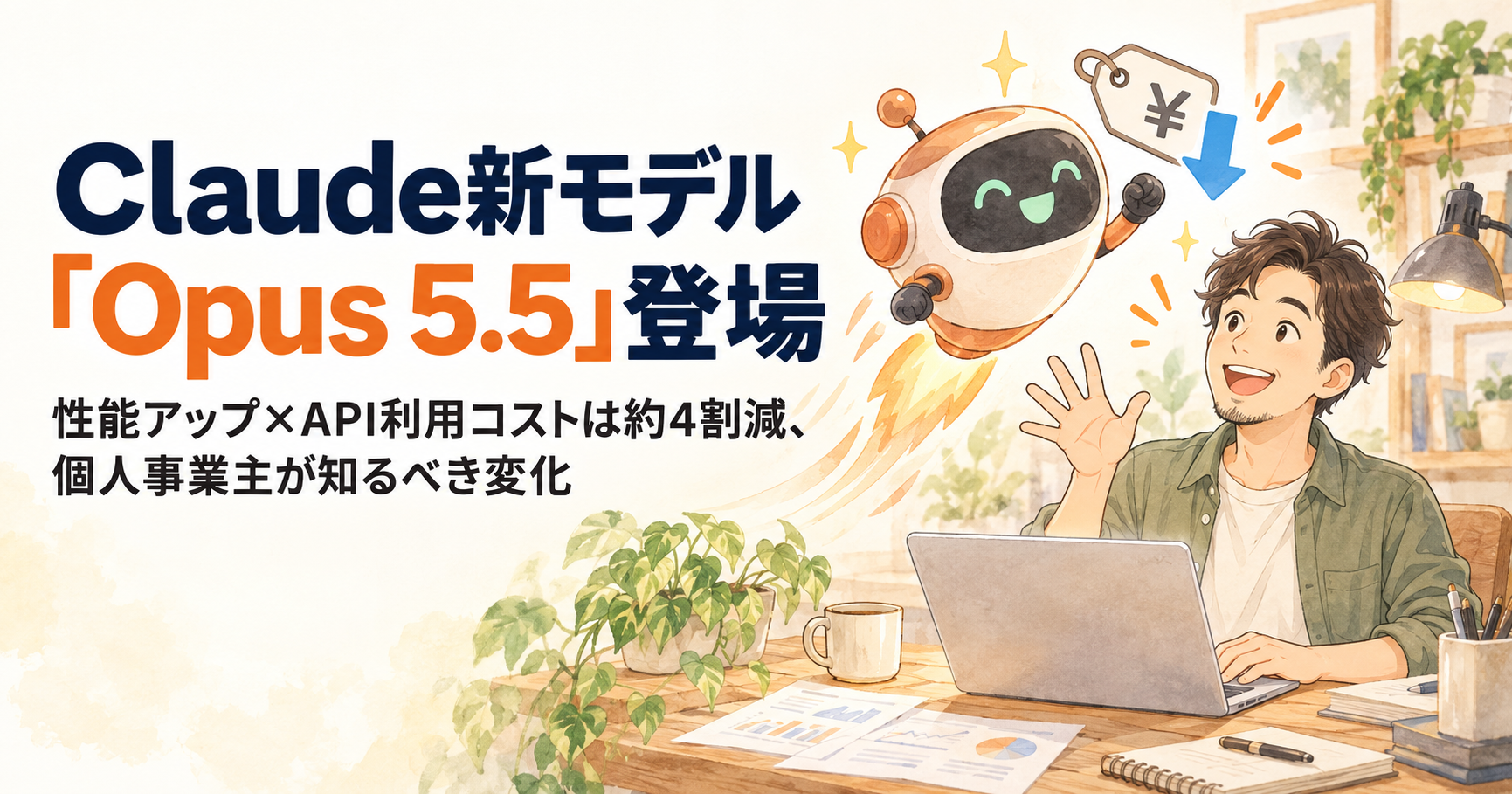 あなたが現在見ているのは Claude新モデル「Opus 5.5」登場｜性能アップ×API利用コストは約4割減、個人事業主が知るべき変化