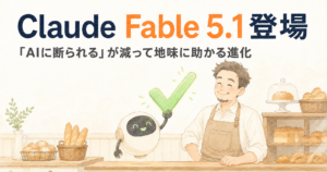 投稿についてもっと詳しく Claude Fable 5.1登場｜「AIに断られる」が減って地味に助かる進化