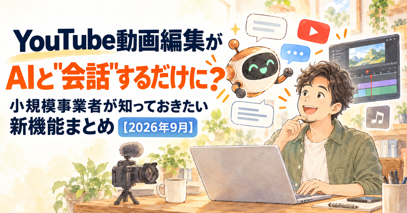 あなたが現在見ているのは YouTube動画編集がAIと”会話”するだけに？小規模事業者が知っておきたい新機能まとめ【2026年9月】